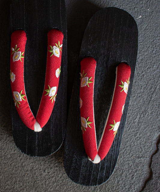 大きいサイズの下駄 レッド椿