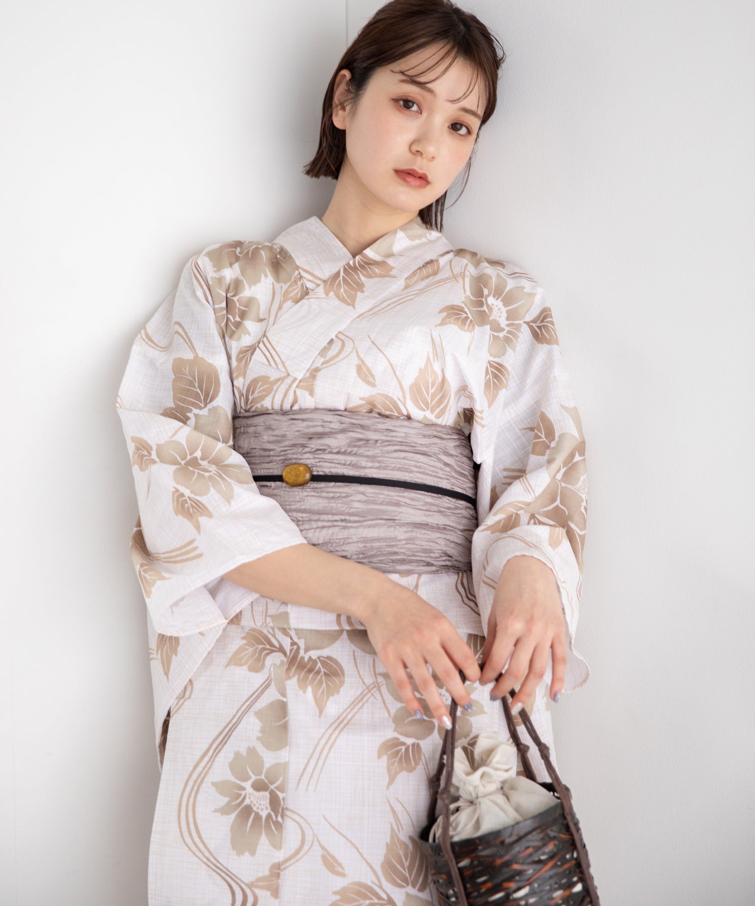 流水に淡影花 こだわり浴衣5点セット (浴衣/帯/下駄/腰紐/着付け冊子