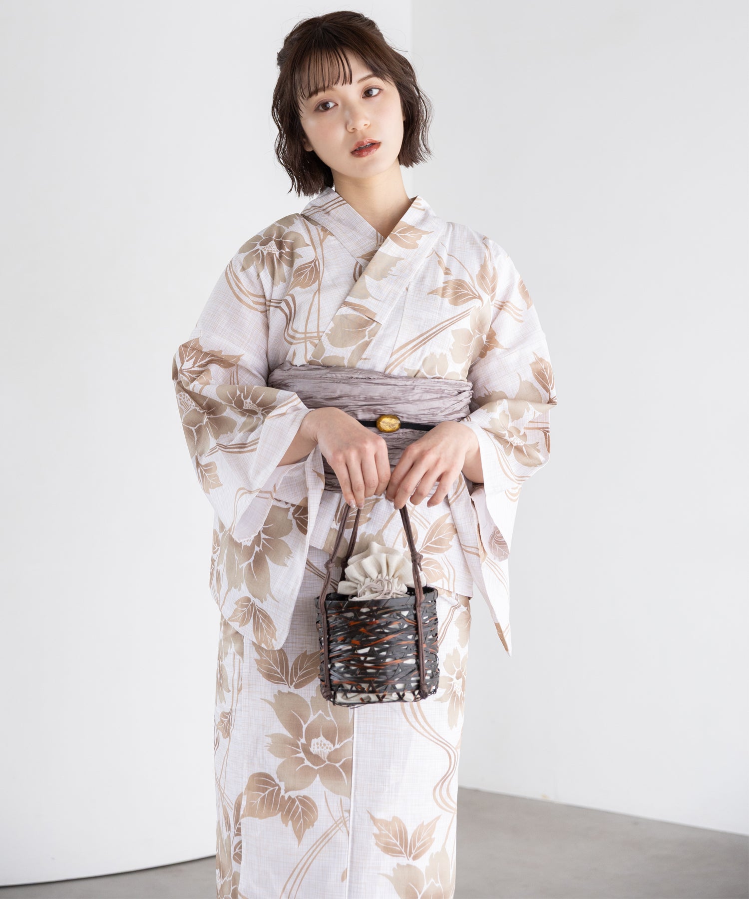 流水に淡影花 こだわりセパレート浴衣5点セット (セパレート上・下/帯 