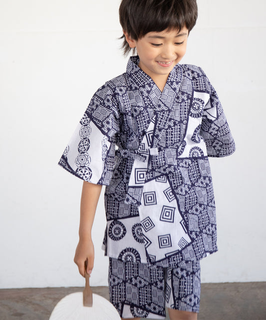 キッズ甚平 注染本染め国内和晒