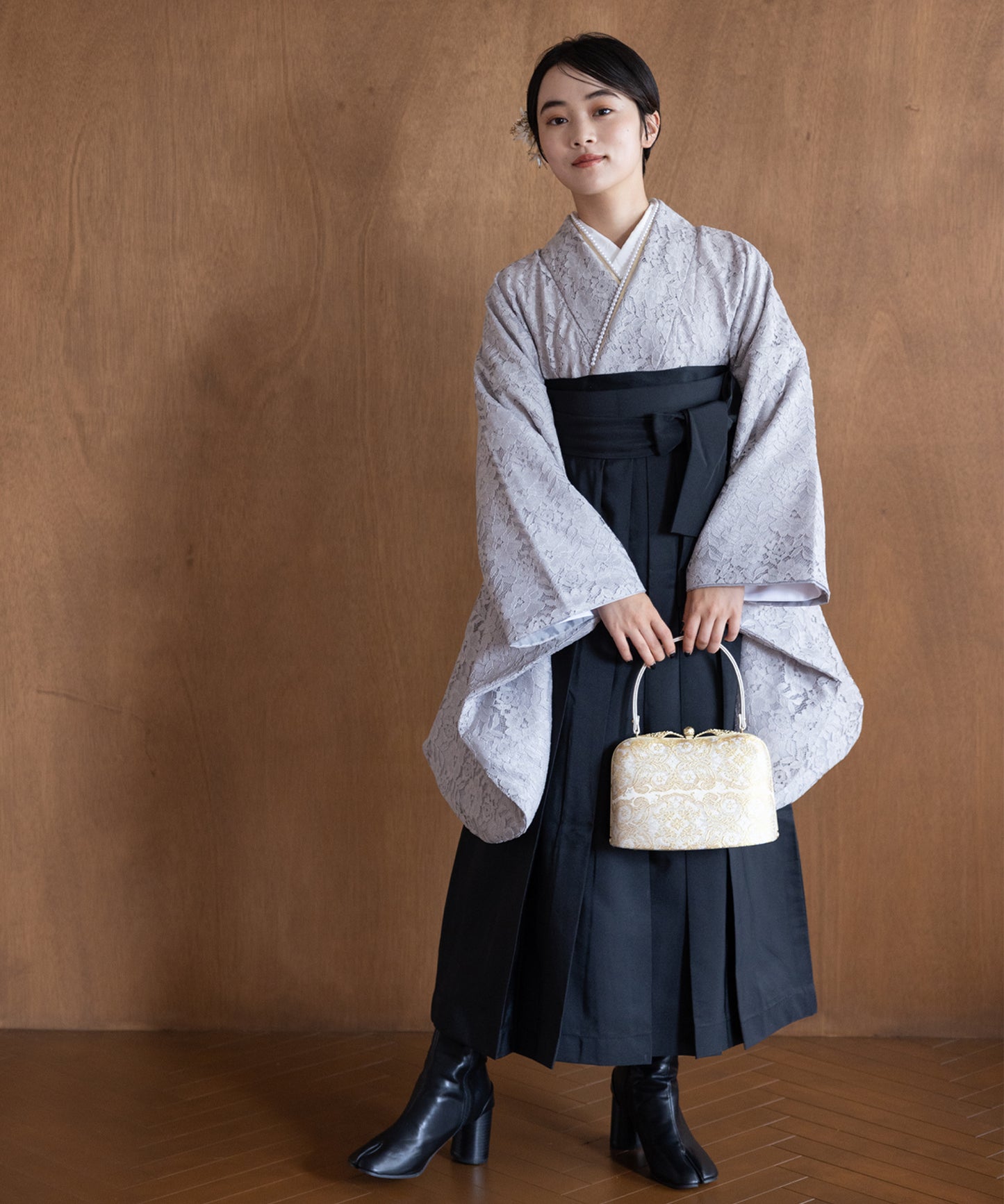 こだわり袴3点セット-レース-グレー系その他