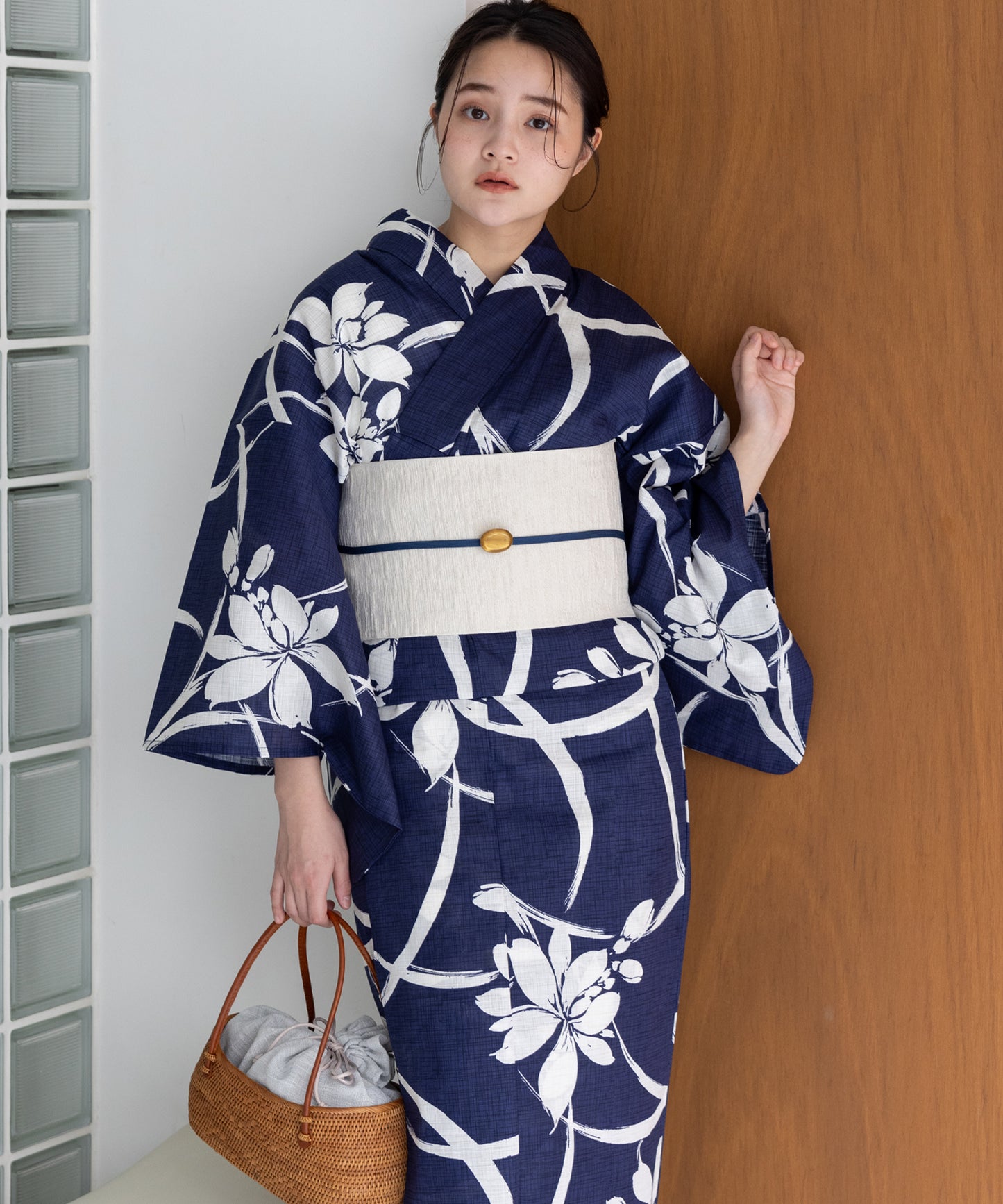 こだわり浴衣 5点セット (浴衣/帯/下駄/腰紐/着付け冊子) 浴衣 レディース 浴衣 セット 紺 ネイビー 菖蒲 あやめ