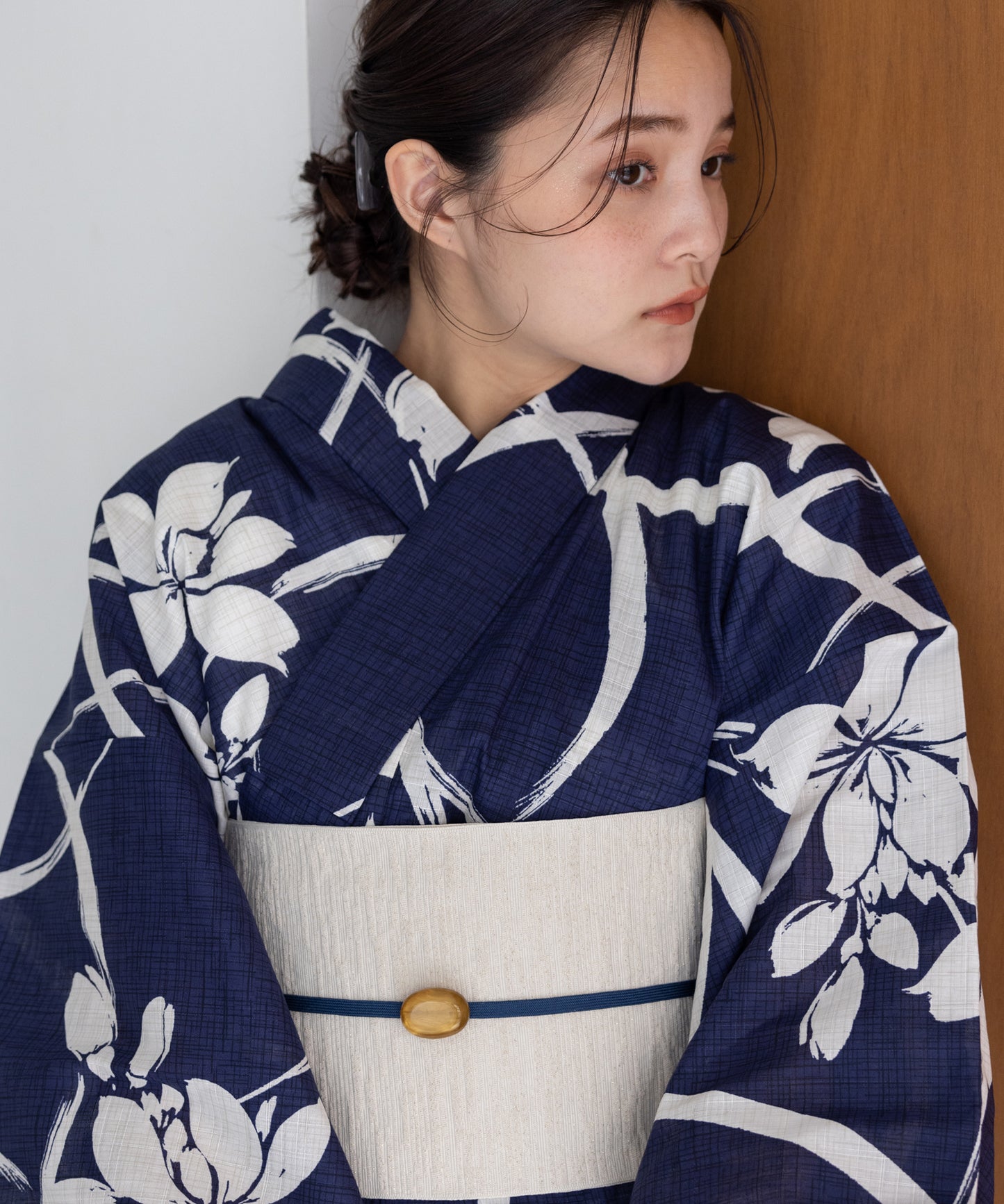 こだわり浴衣 5点セット (浴衣/帯/下駄/腰紐/着付け冊子) 浴衣 レディース 浴衣 セット 紺 ネイビー 菖蒲 あやめ