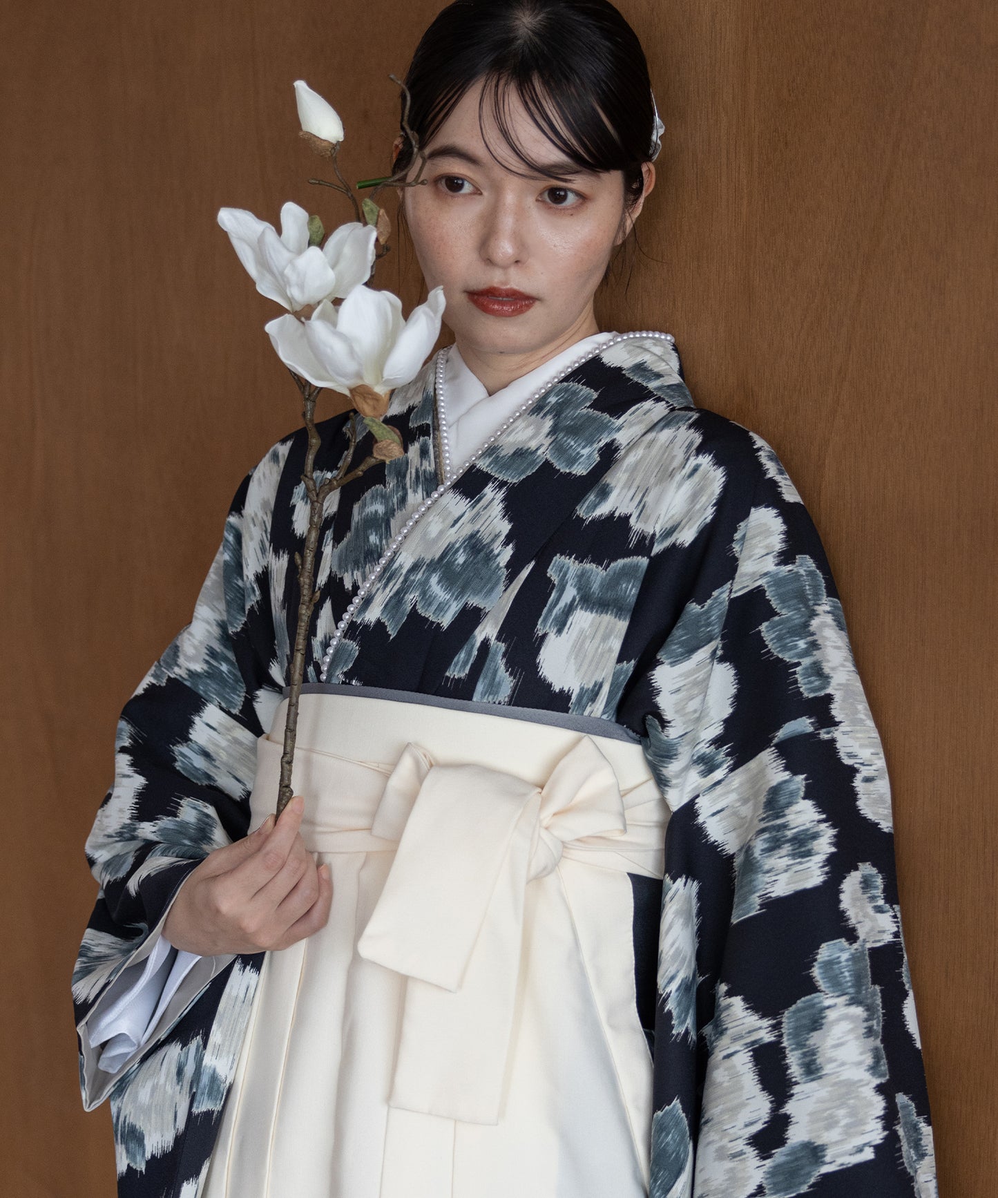 こだわり袴3点セット -check & flower-