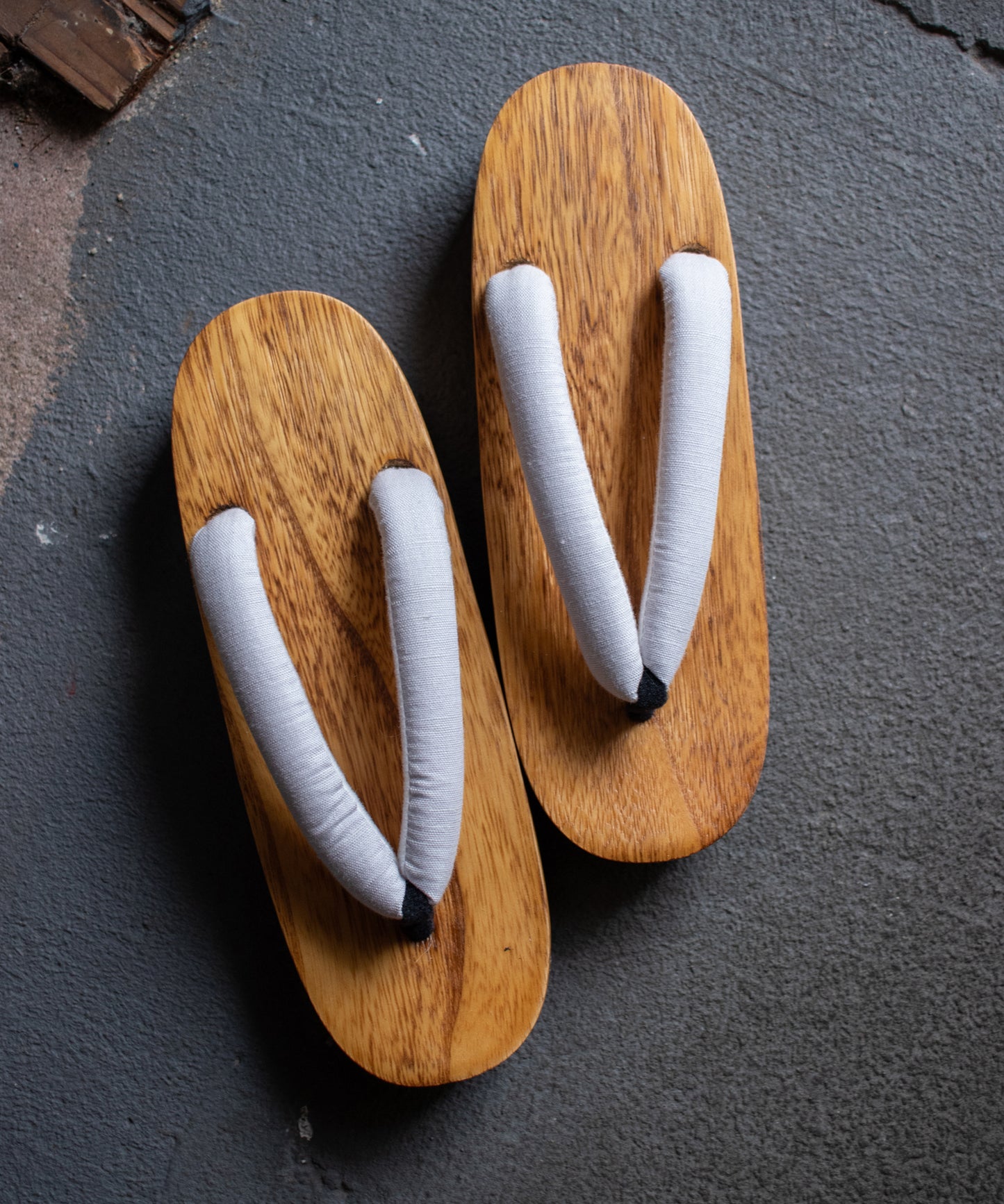 茶木下駄 - 麻無地-ライトグレー