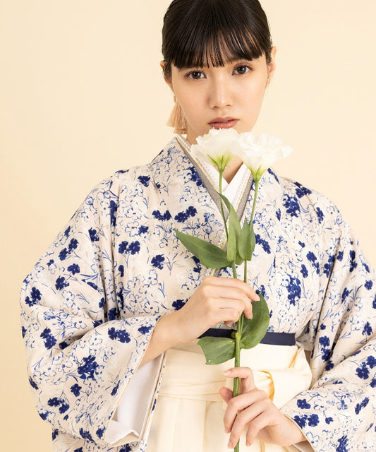 こだわり袴3点セット-フラワー-ブルー系