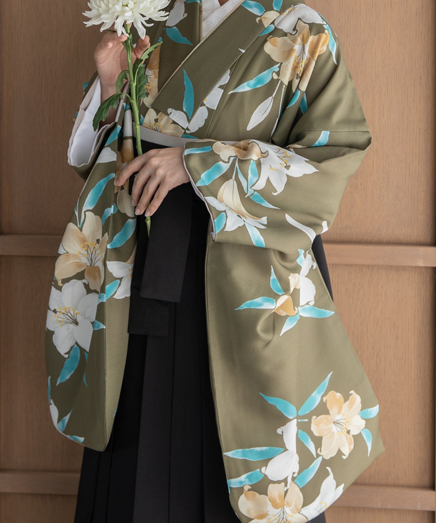 こだわり袴3点セット -grace original-カーキ系