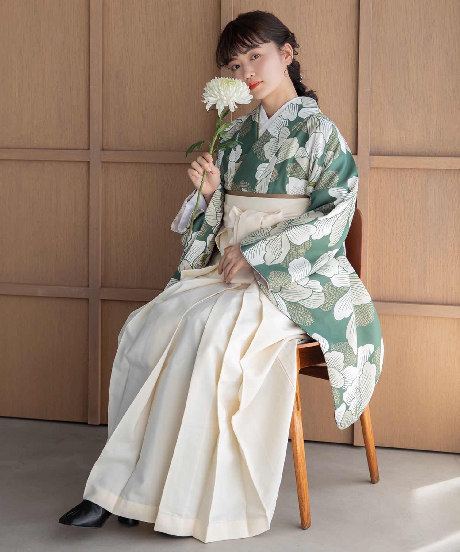 こだわり袴3点セット -grace original-グリーン系 – ゆかた館