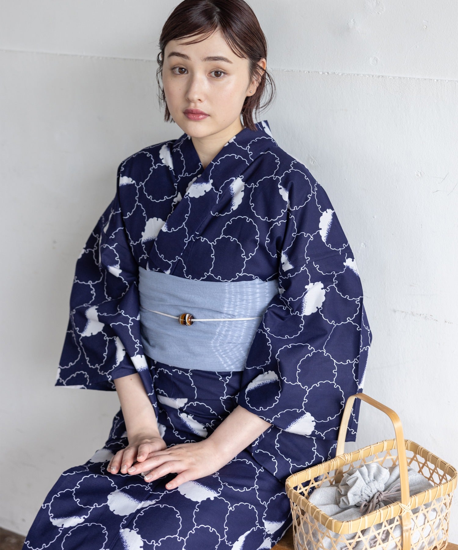 美品【二橋染工場】捺染こだわり浴衣2点セット 二橋染工場】捺染こだわり浴衣2点セットby yukatakan grace