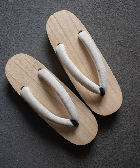 白木下駄 - 麻無地-キナリ