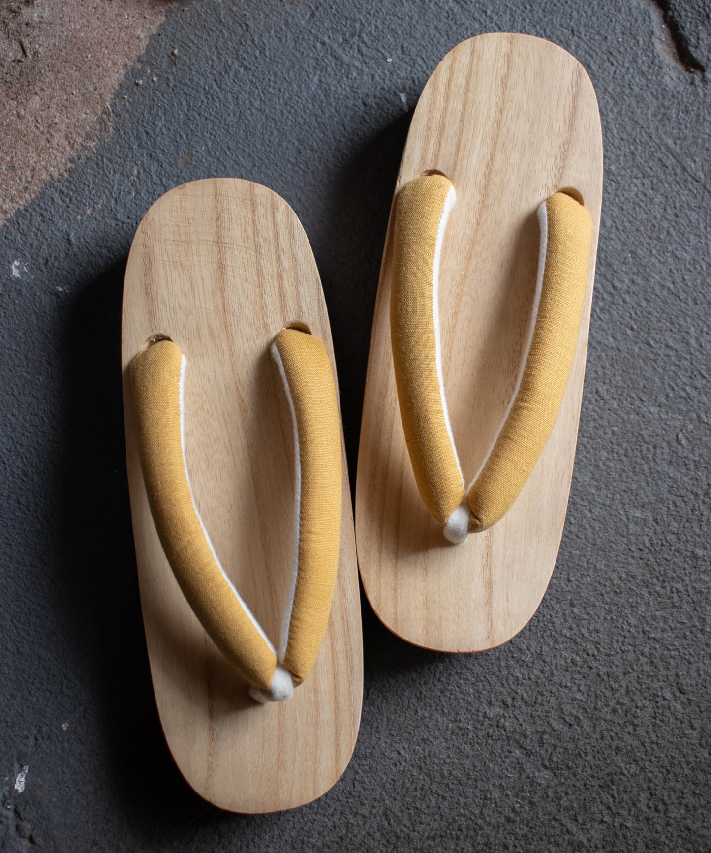 白木下駄 - 麻無地-マスタード