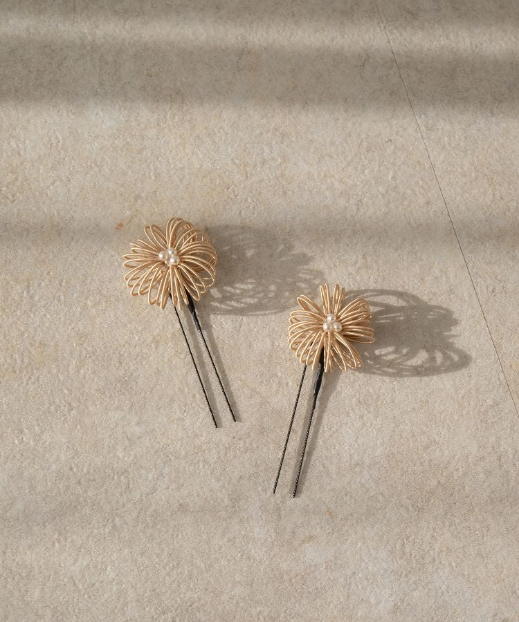 髪飾り 水引き 菊2本セット