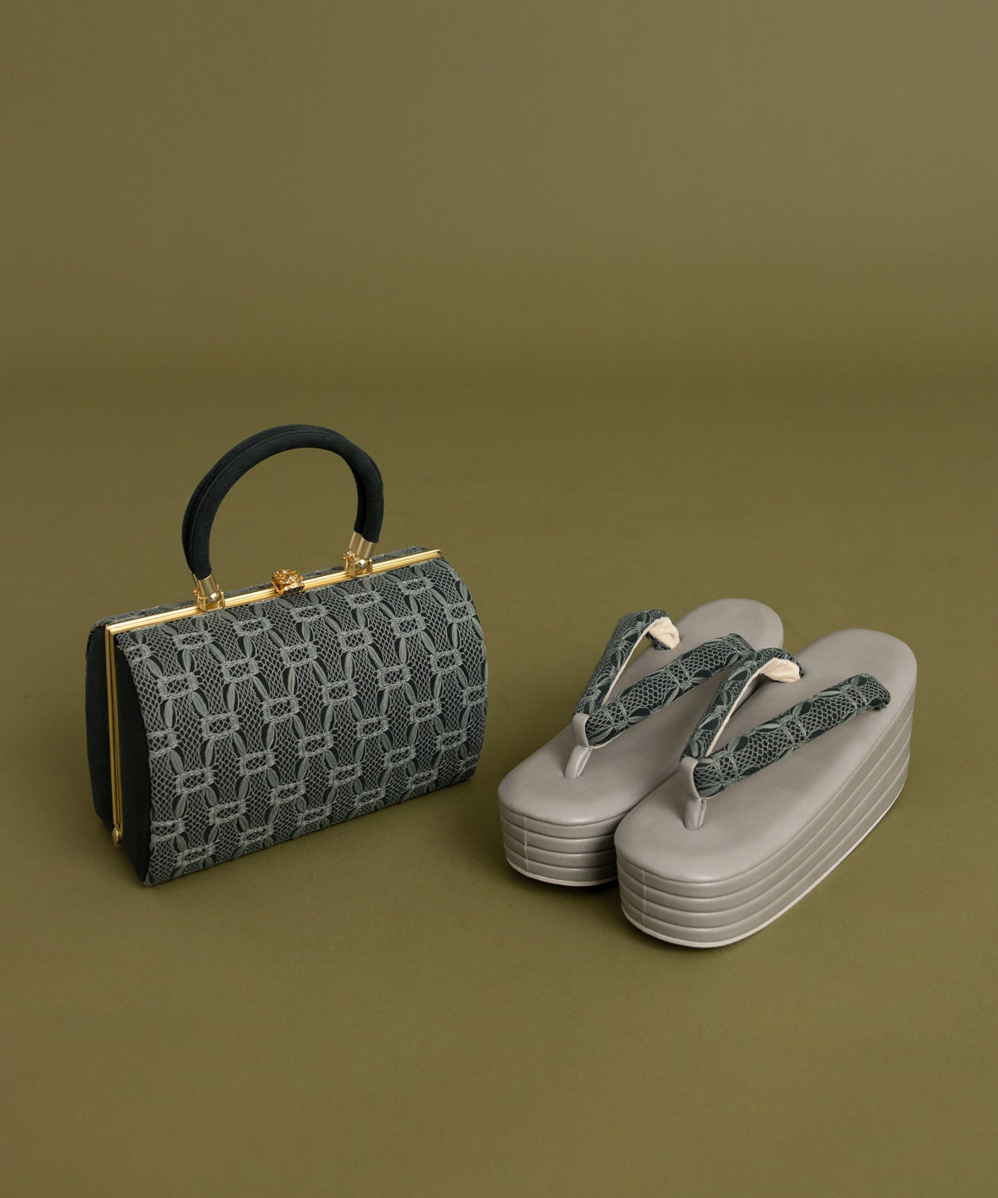 草履バッグセット - グリーン系