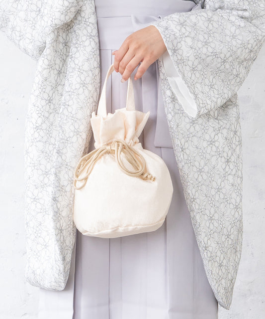 卒業式袴や成人式で使いやすい手提げ巾着バッグ-地紋シリーズ-