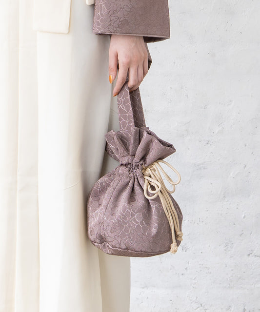 卒業式袴や成人式で使いやすい手提げ巾着バッグ-ニュアンスカラー-