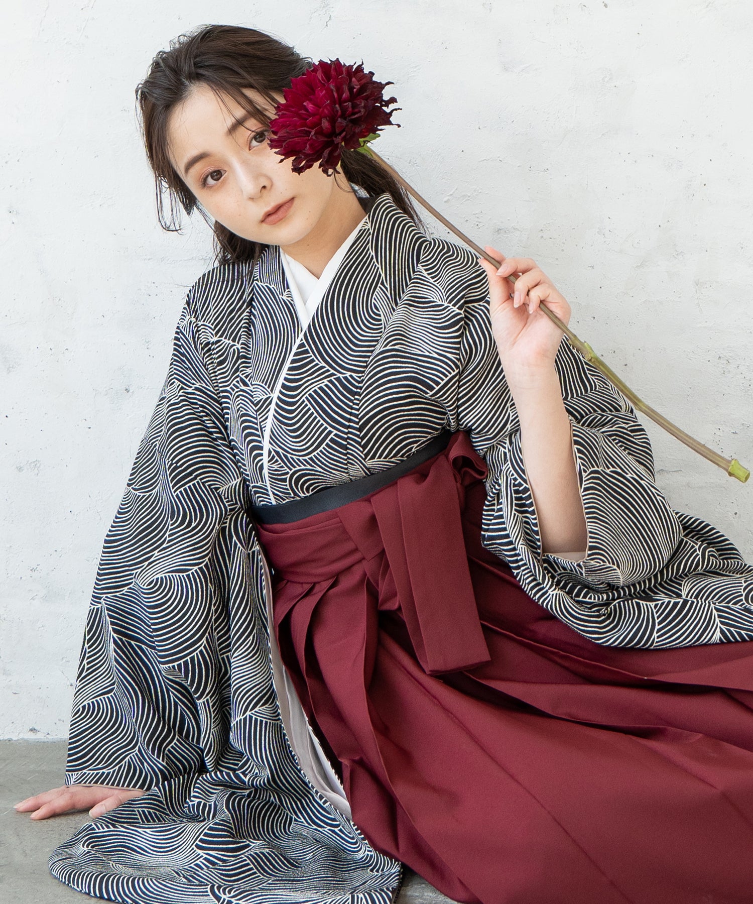 着物、袴、下帯の袴3点セット　Lサイズ160-170