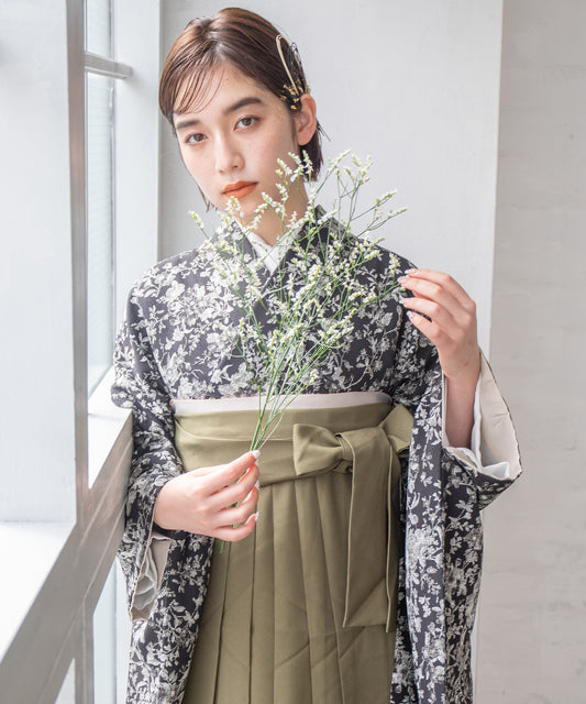 こだわり袴3点セット-江戸小紋-ブラック系その他