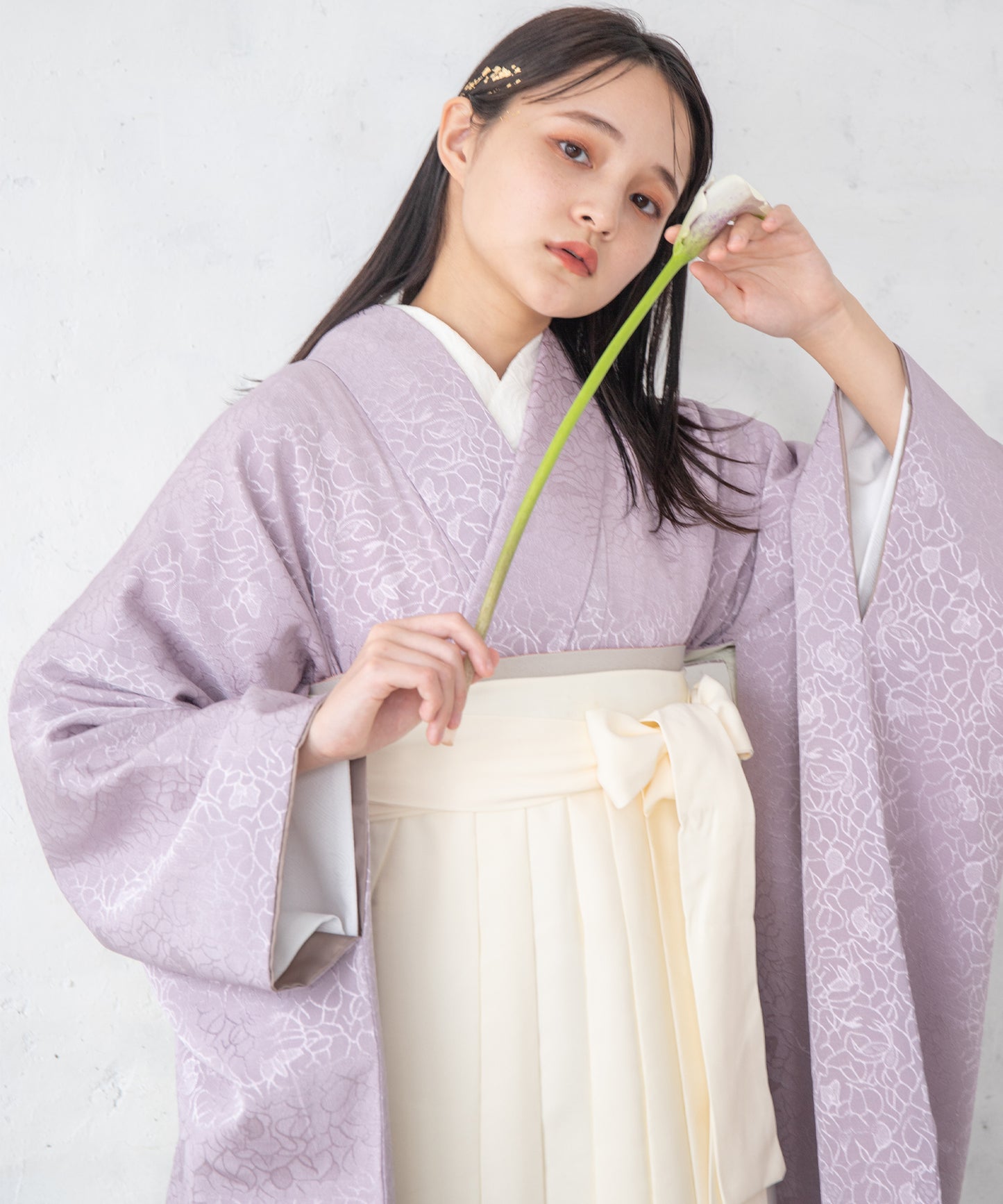こだわり袴3点セット-ニュアンスカラー-ラベンダー