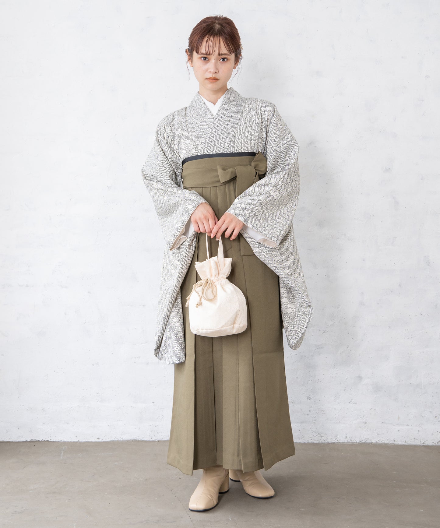 こだわり袴3点セット-江戸小紋-ホワイト系その他