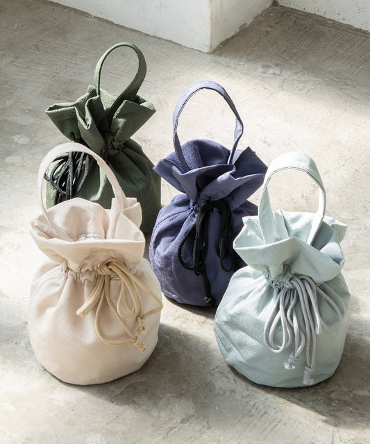 卒業式袴や成人式で使いやすい手提げ巾着バッグ-ソリッドカラー-