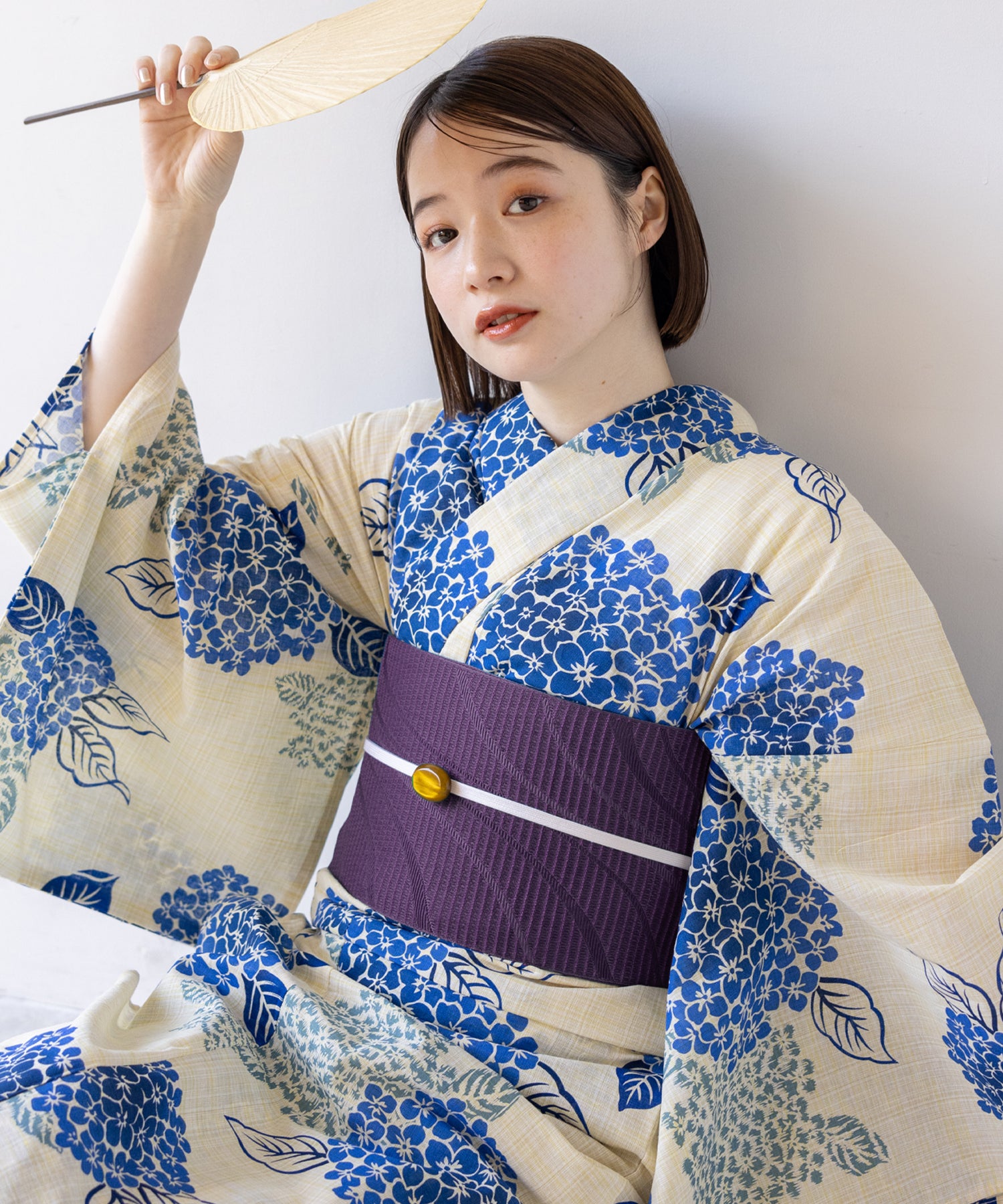 hinari×utatane 浴衣・帯・下駄セット 紫陽花ブルー 最終値下げ早い者