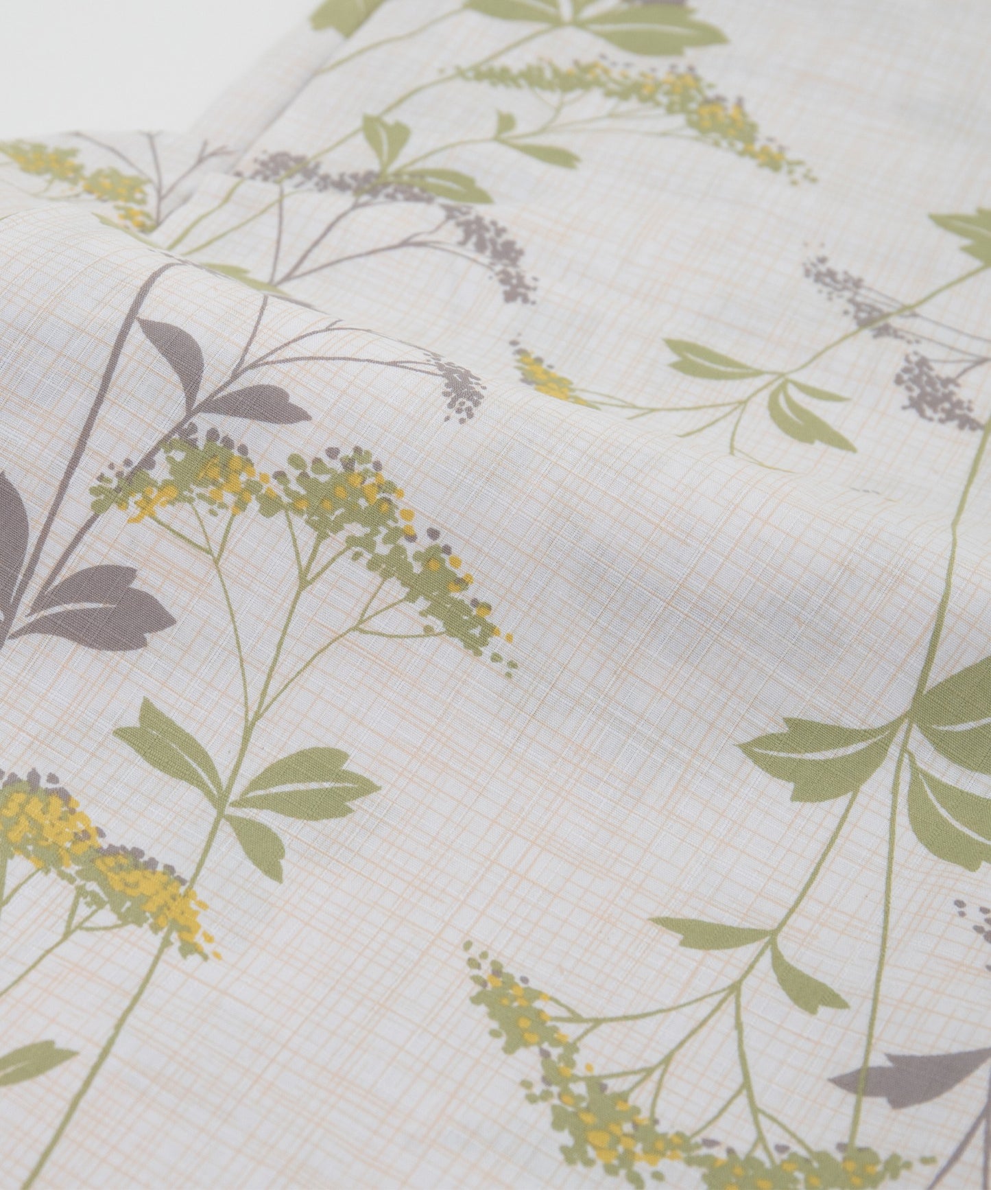 こだわり浴衣5点セット (浴衣/帯/下駄/腰紐/着付け冊子) ※レース兵児帯は別売り 変わり織生地 イエロー グリーン カスミソウ