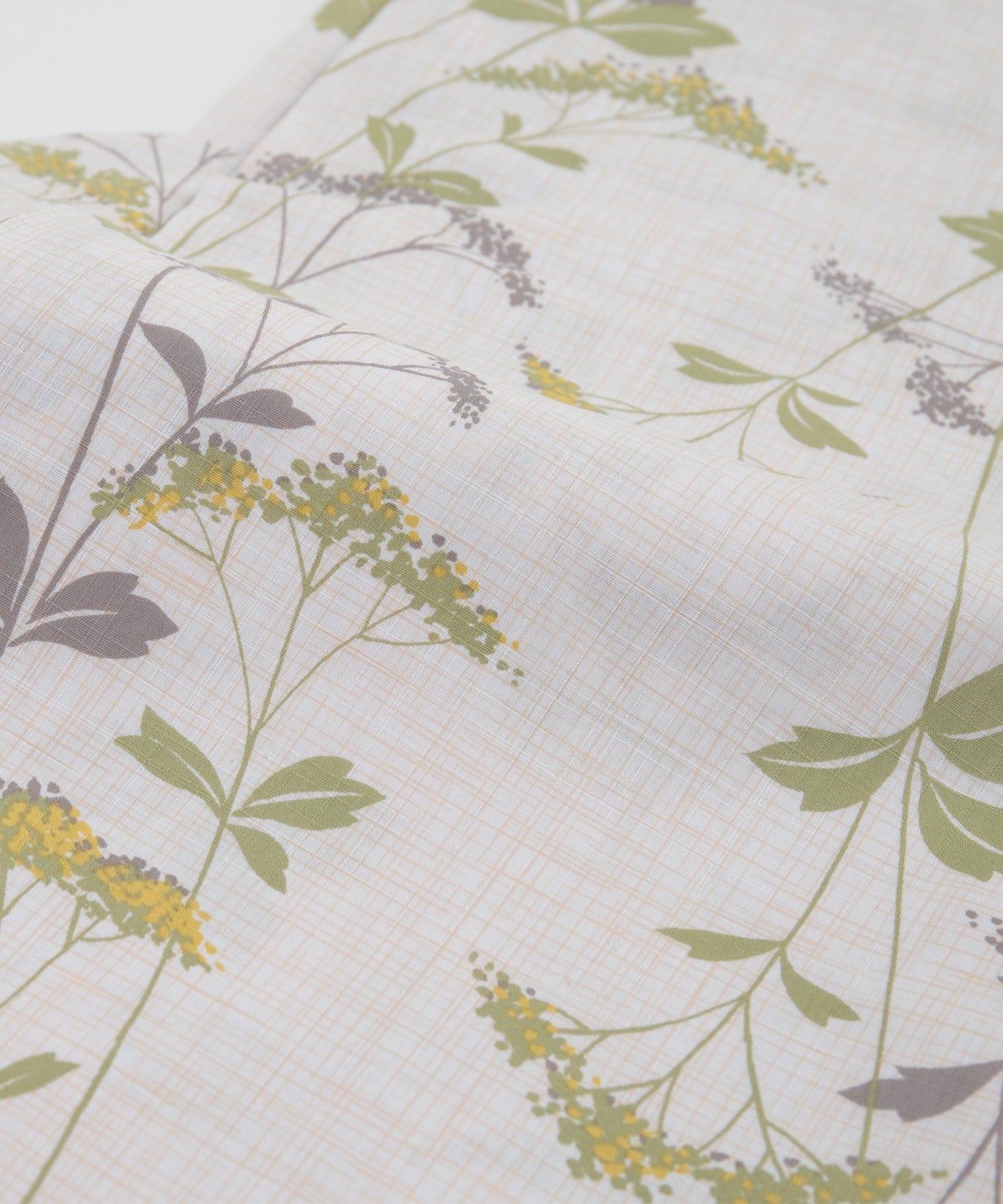 こだわり浴衣5点セット (浴衣/帯/下駄/腰紐/着付け冊子) ※レース兵児帯は別売り 変わり織生地 イエロー グリーン カスミソウ