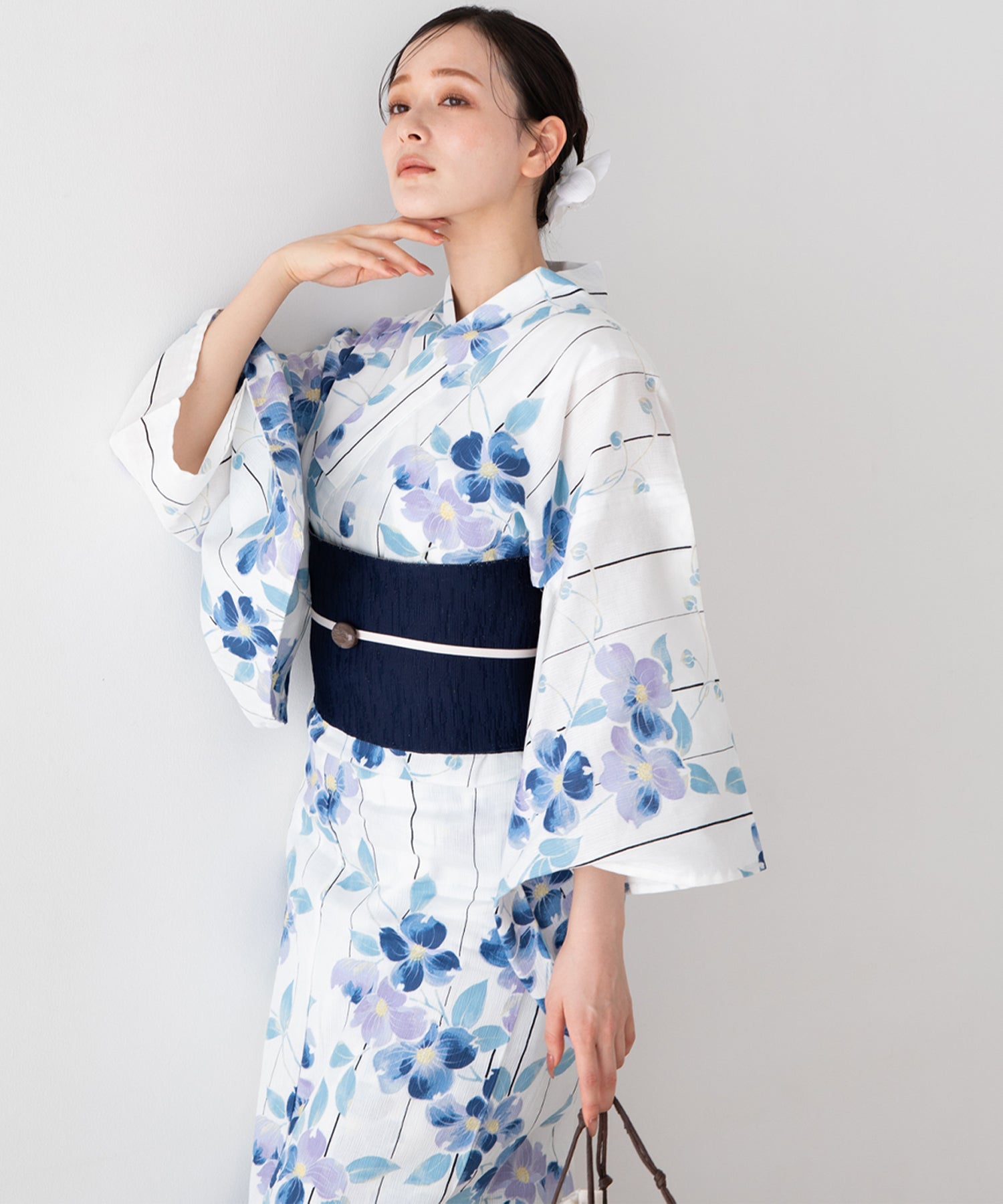夏華の藍霞 こだわり浴衣5点セット (浴衣/帯/下駄/腰紐/着付け冊子