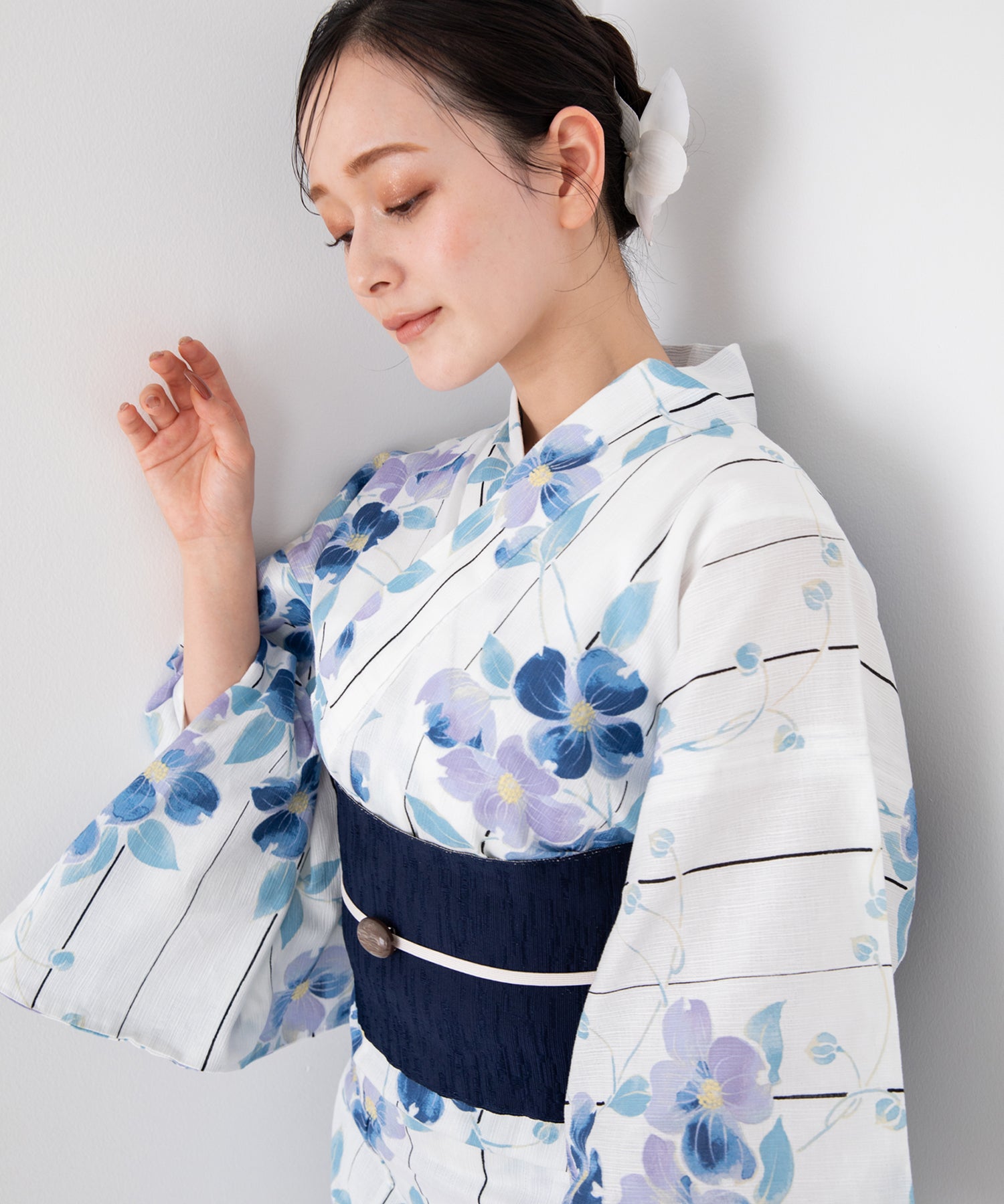 夏華の藍霞 こだわり浴衣5点セット (浴衣/帯/下駄/腰紐/着付け冊子