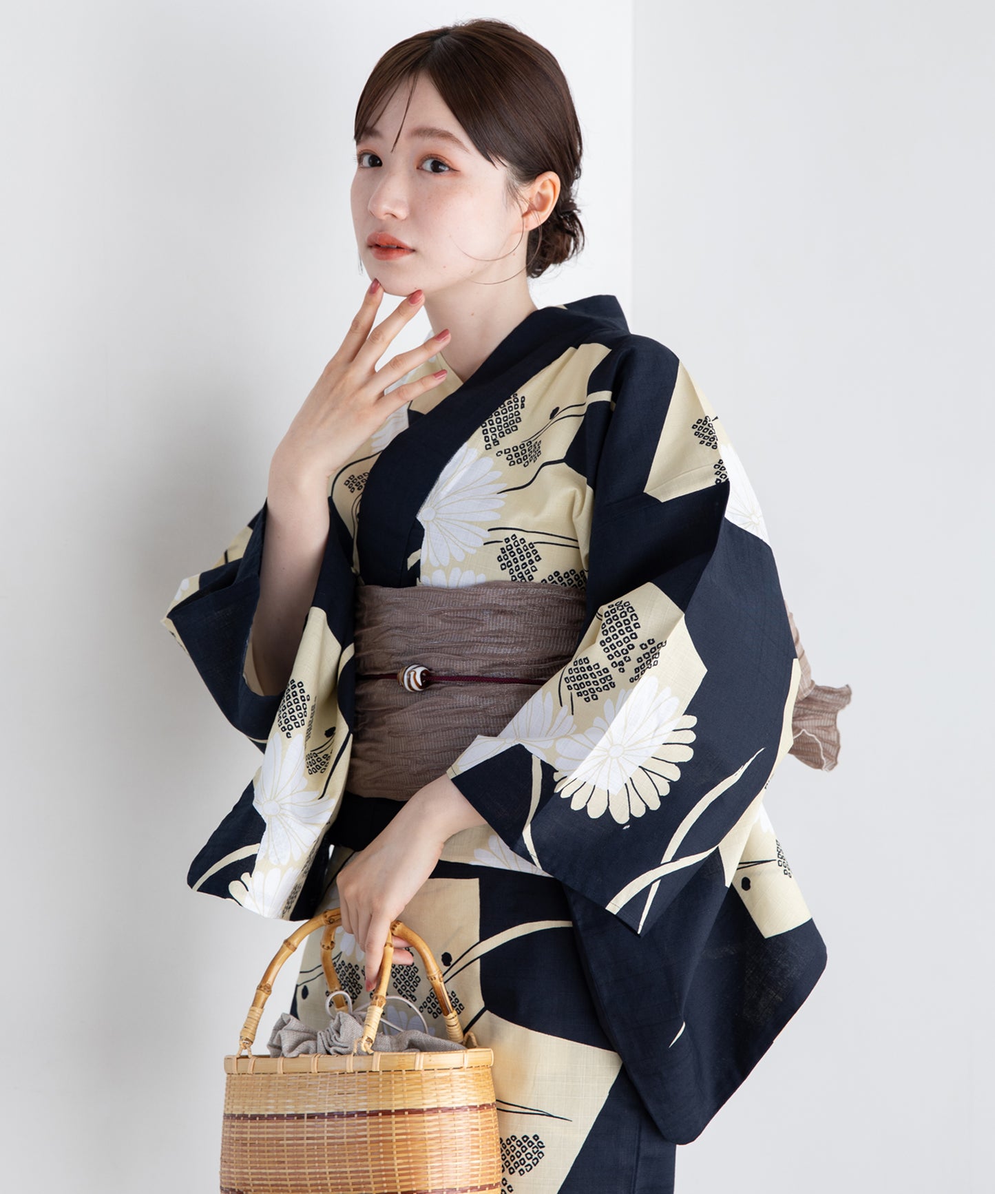 古典花景 こだわり浴衣5点セット (浴衣/帯/下駄/腰紐/着付け冊子)