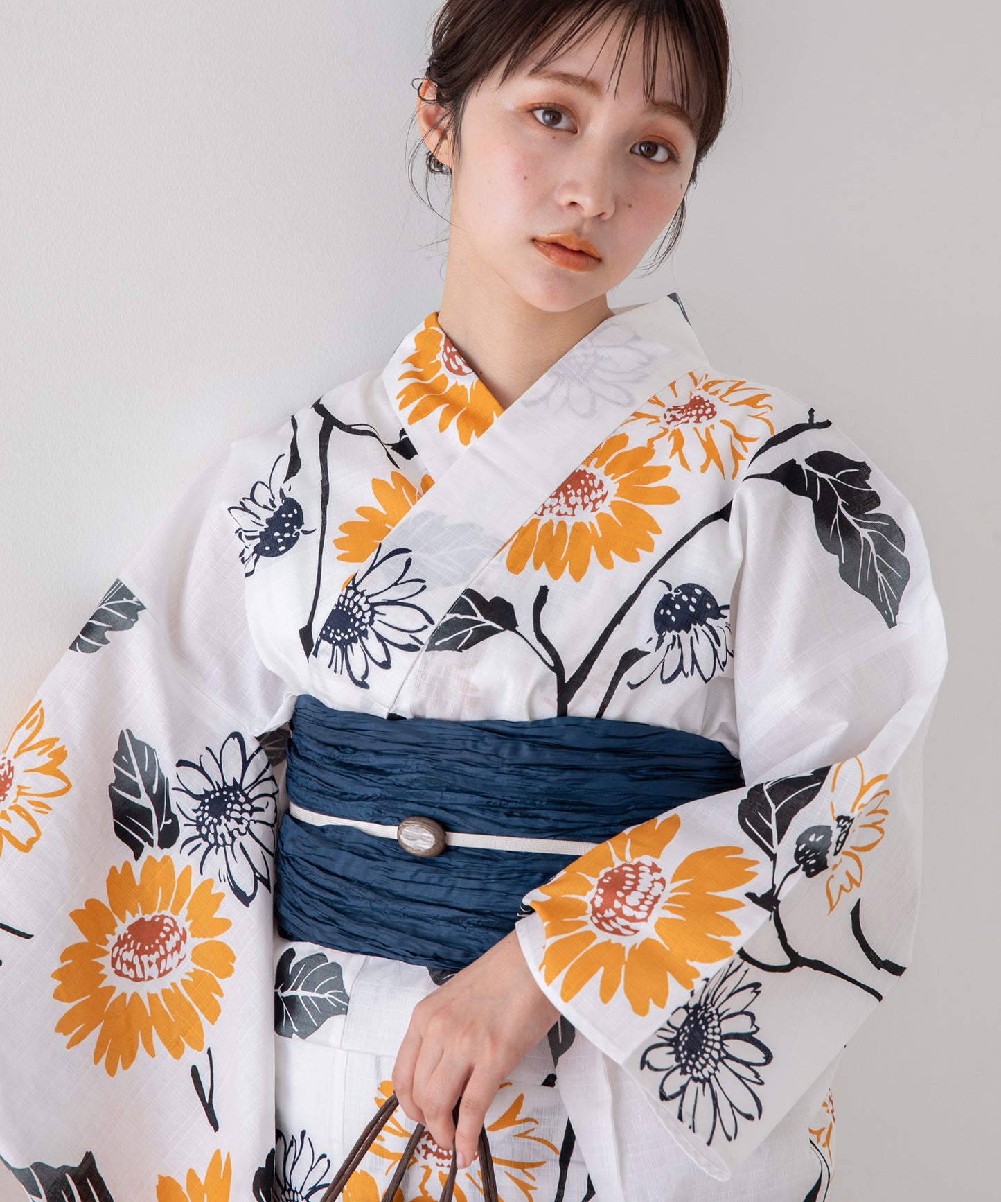清黄の向日葵 こだわり浴衣5点セット (浴衣/帯/下駄/腰紐/着付け冊子)
