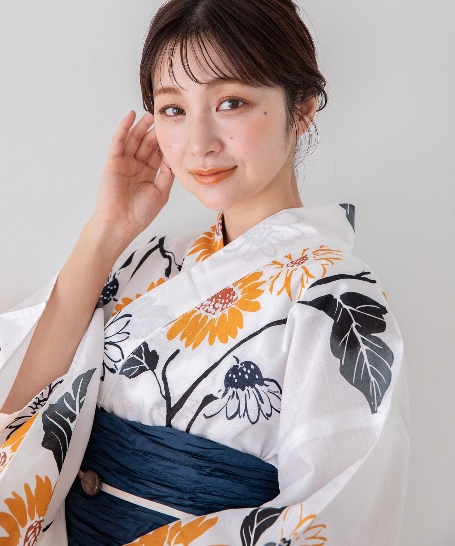 清黄の向日葵 こだわり浴衣5点セット (浴衣/帯/下駄/腰紐/着付け冊子)