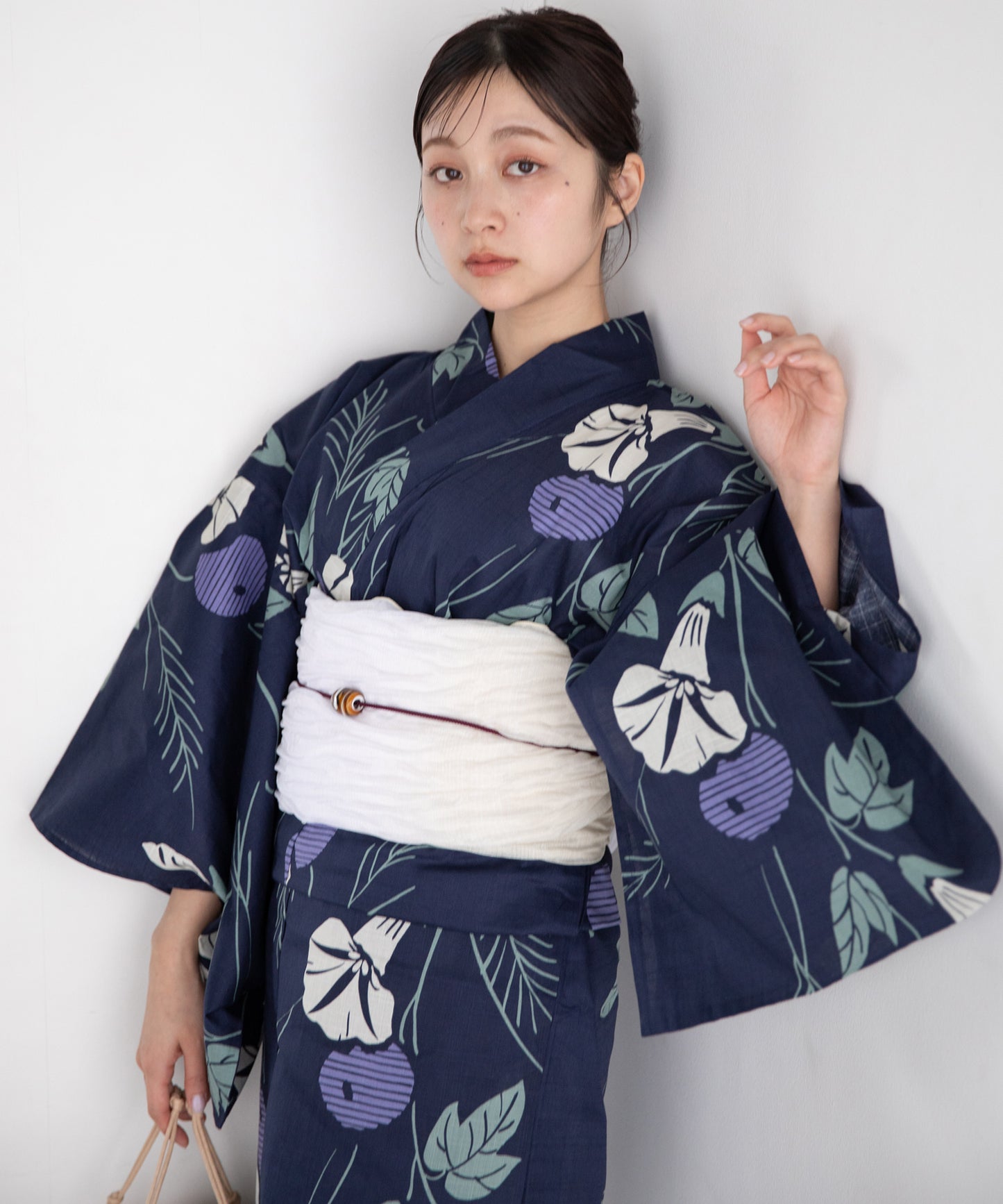 宵の朝顔 こだわり浴衣5点セット (浴衣/帯/下駄/腰紐/着付け冊子)