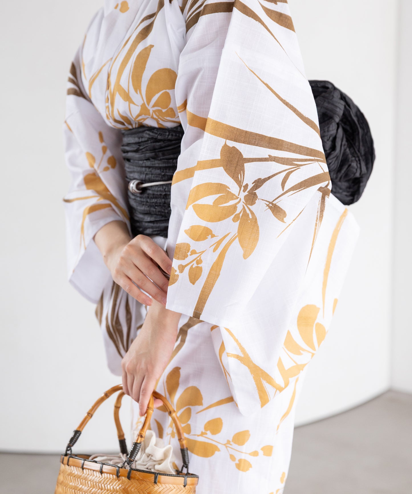 芥子にあやめ こだわり浴衣5点セット (浴衣/帯/下駄/腰紐/着付け冊子) 変わり織生地
