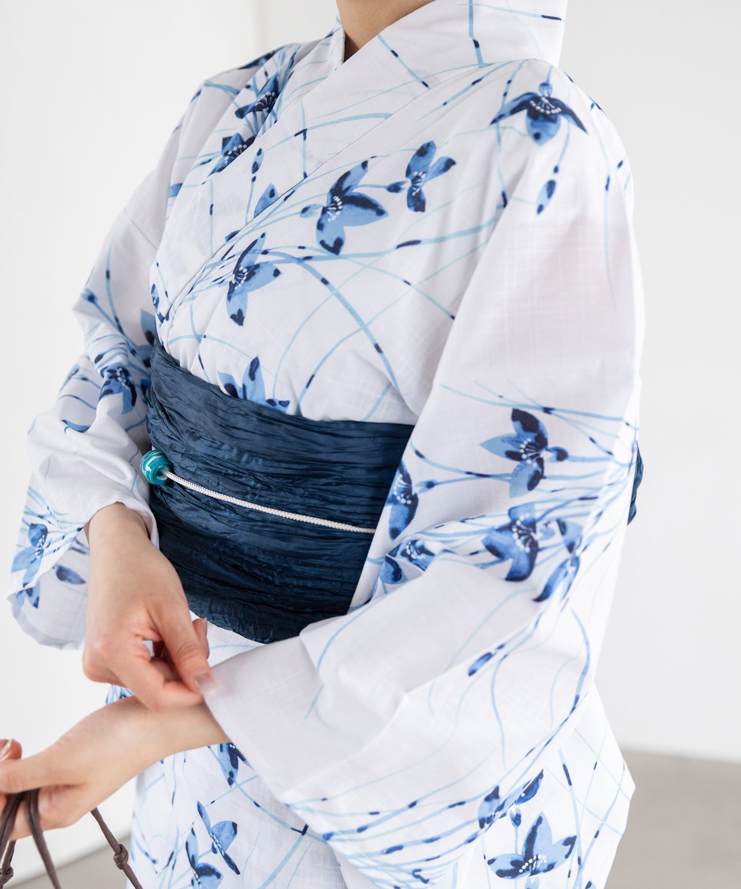 朝露の涼花 こだわり浴衣5点セット (浴衣/帯/下駄/腰紐/着付け冊子) 変わり織生地