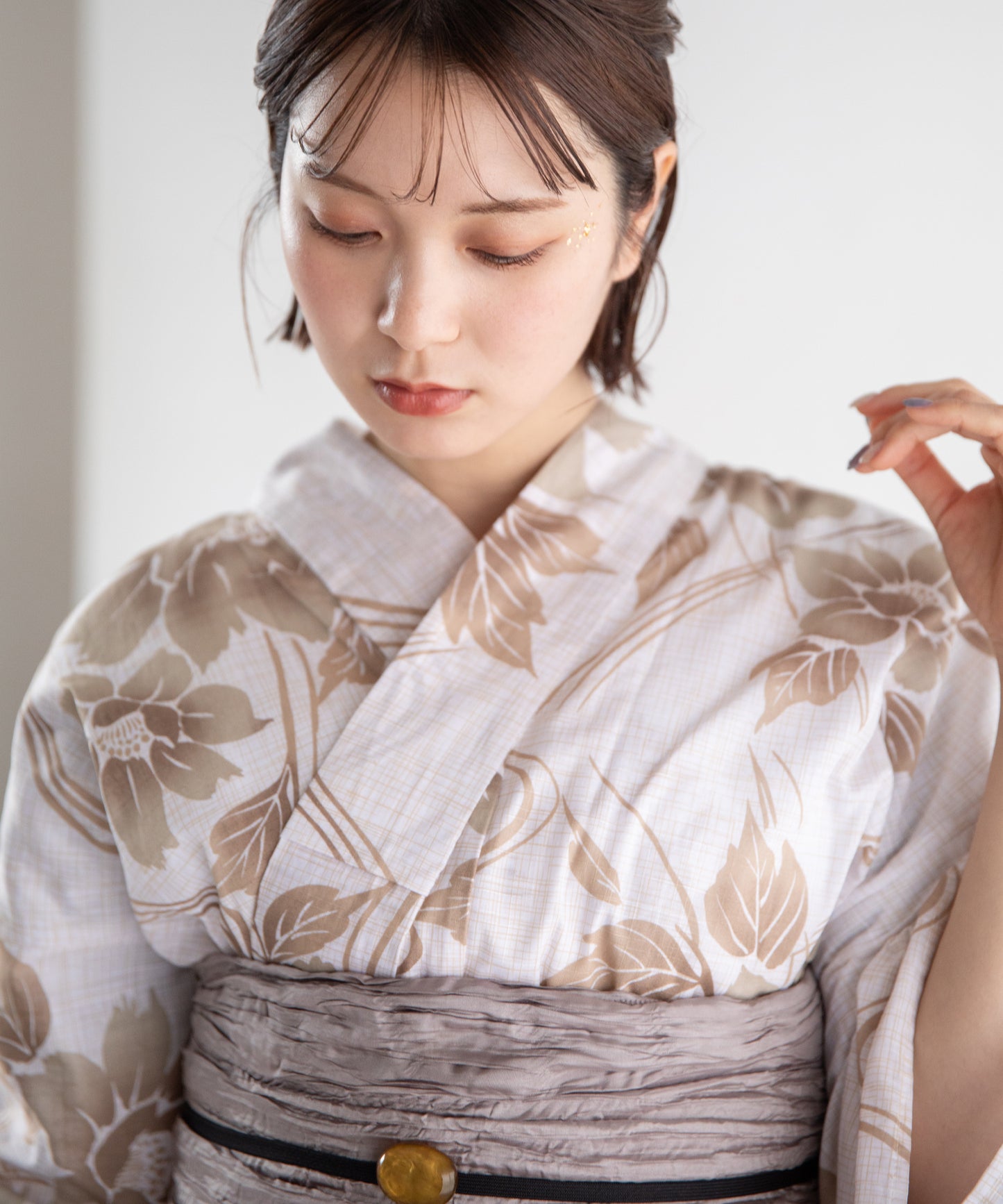 流水に淡影花 こだわり浴衣5点セット (浴衣/帯/下駄/腰紐/着付け冊子)