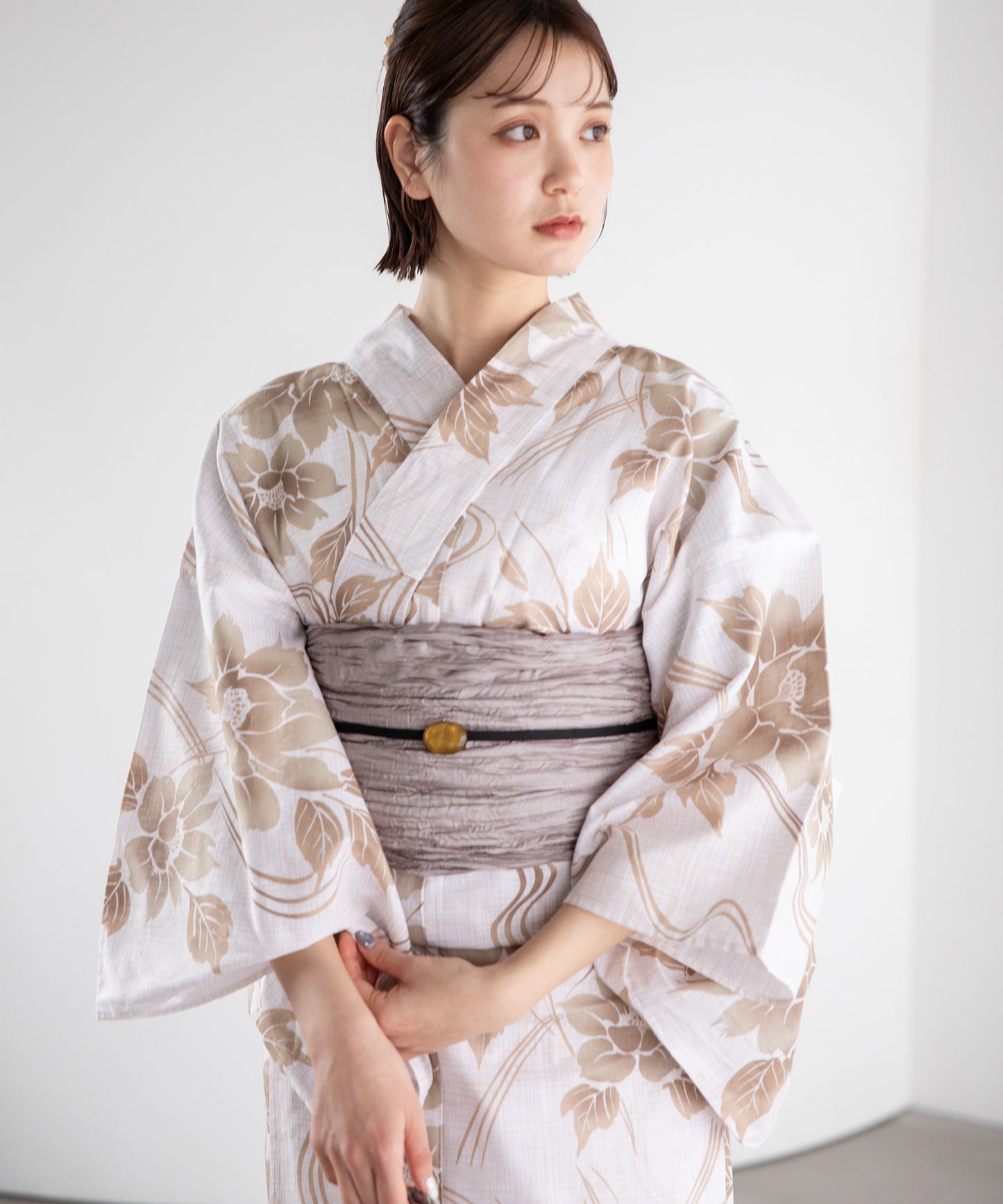 流水に淡影花 こだわり浴衣5点セット (浴衣/帯/下駄/腰紐/着付け冊子)