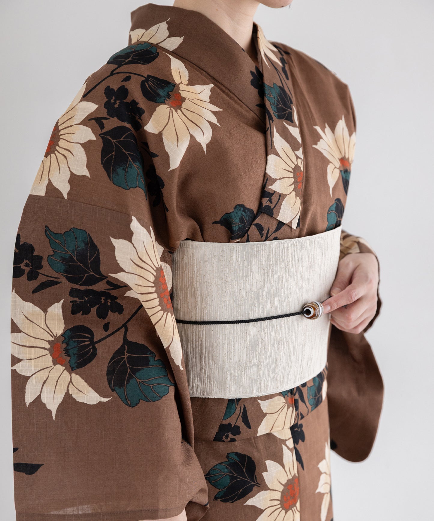 夕凪の向日葵 こだわり浴衣5点セット (浴衣/帯/下駄/腰紐/着付け冊子) 変わり織生地