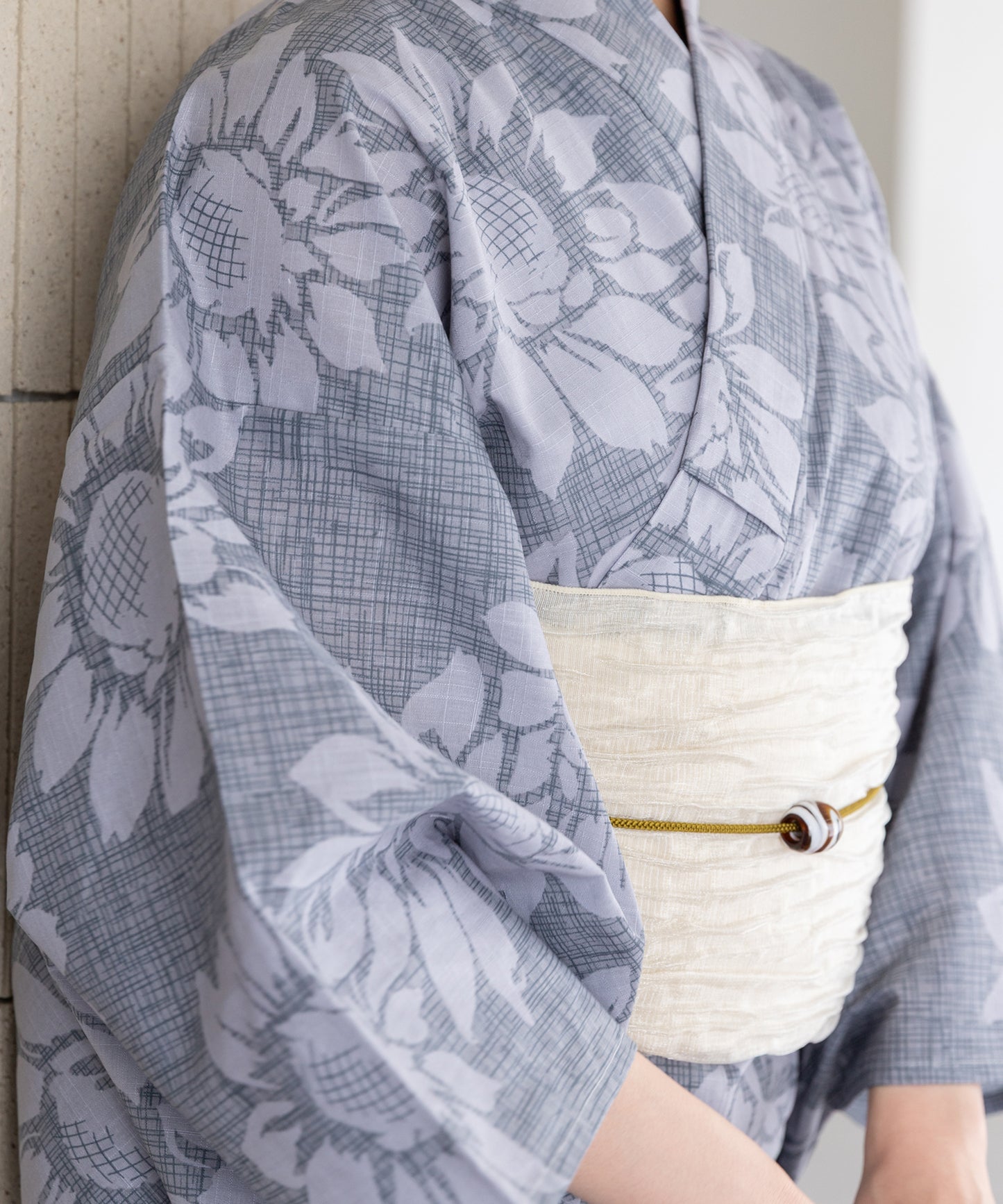 静景の向日葵 こだわり浴衣5点セット (浴衣/帯/下駄/腰紐/着付け冊子) 変わり織生地