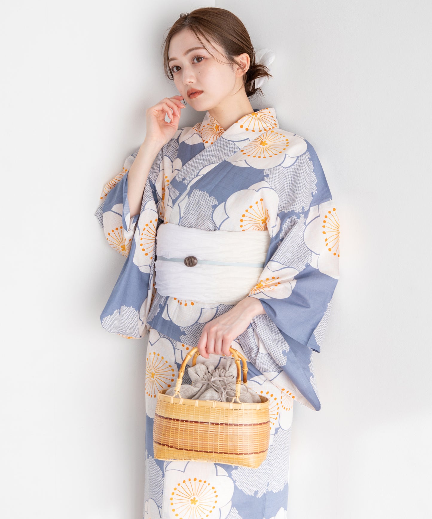 薄花の梅づくし こだわりセパレート浴衣５点セット (セパレート上・下/帯/下駄/着付け冊子)