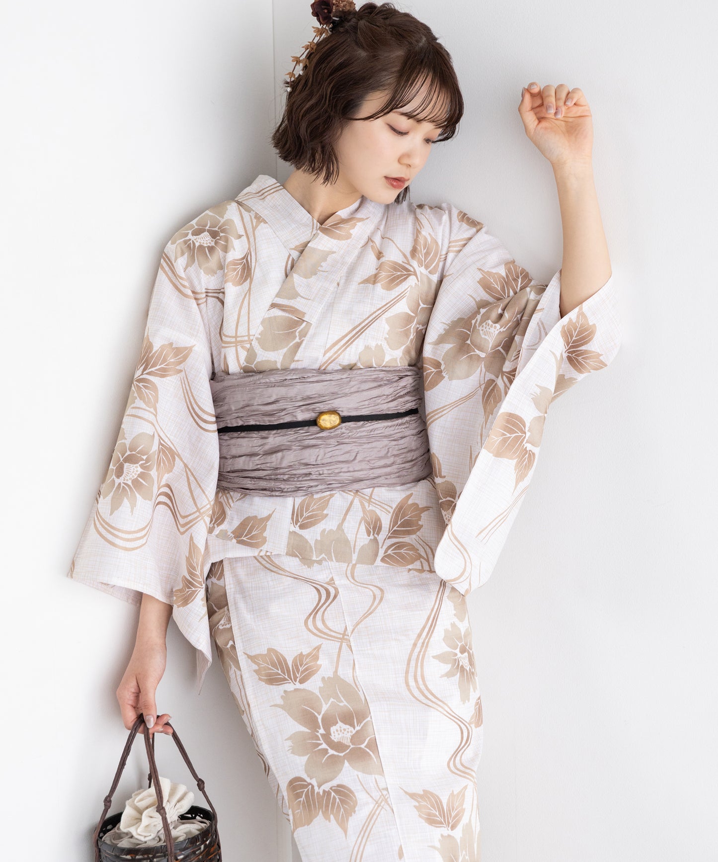 流水に淡影花 こだわりセパレート浴衣５点セット (セパレート上・下/帯/下駄/着付け冊子)