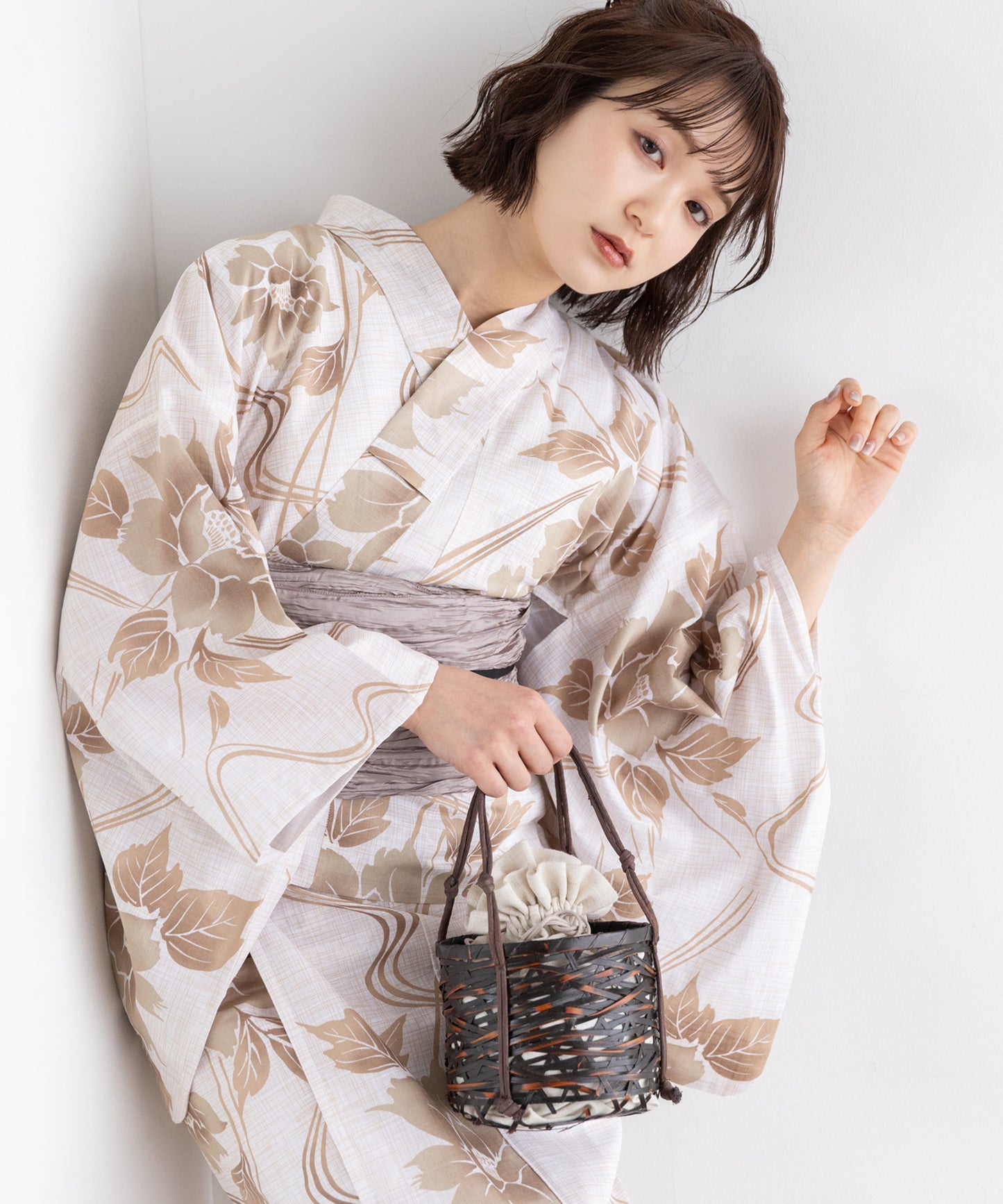 流水に淡影花 こだわりセパレート浴衣５点セット (セパレート上・下/帯/下駄/着付け冊子)