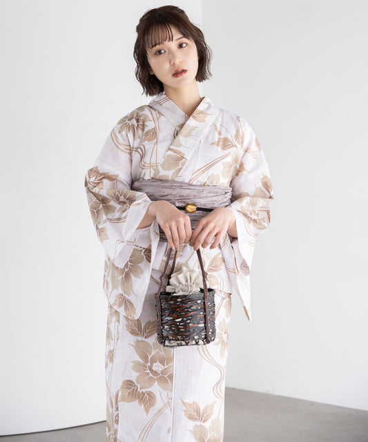流水に淡影花 こだわりセパレート浴衣５点セット (セパレート上・下/帯/下駄/着付け冊子)