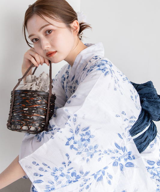 青花のしずく こだわりセパレート浴衣５点セット (セパレート上・下/帯/下駄/着付け冊子)