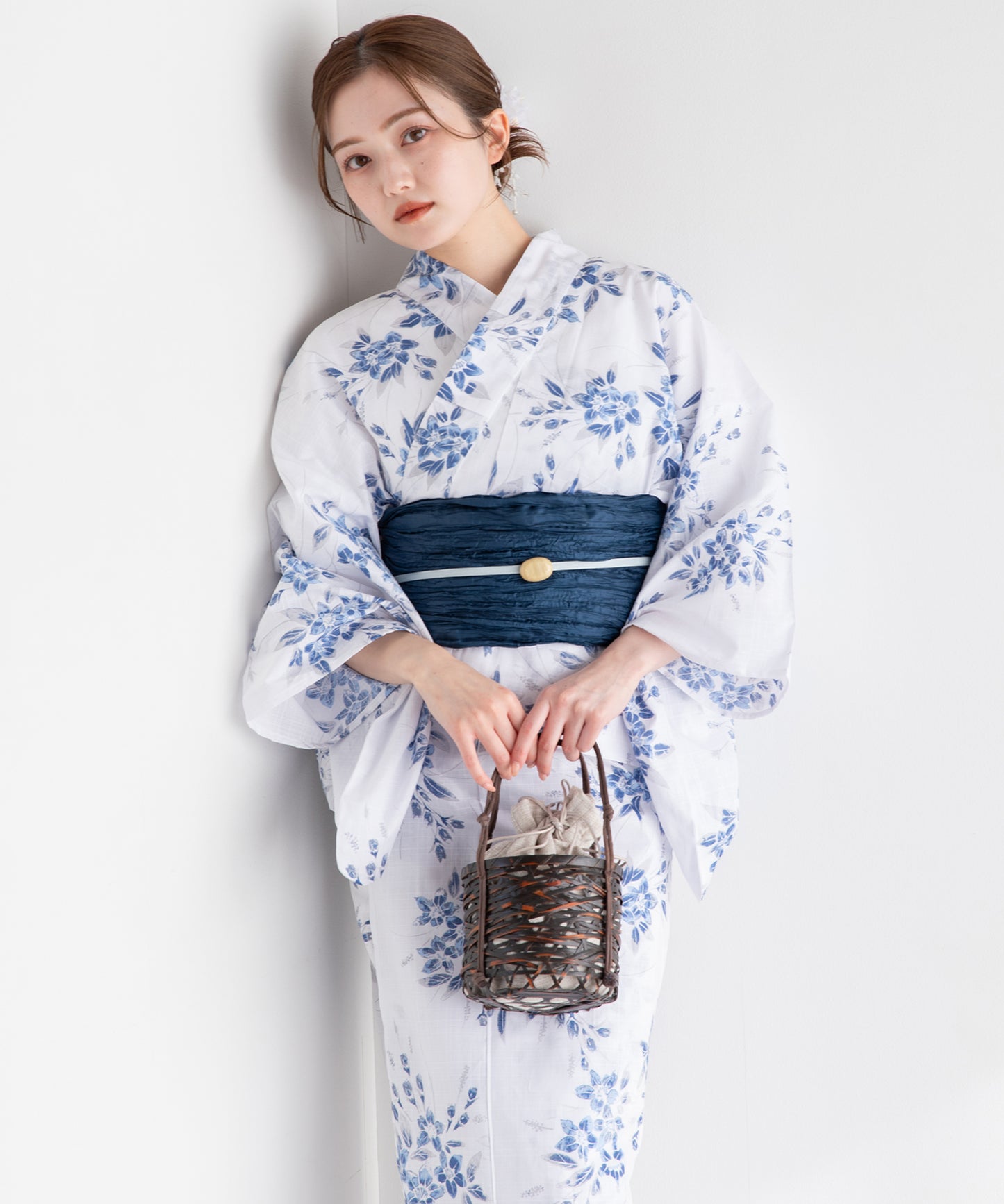 青花のしずく こだわりセパレート浴衣５点セット (セパレート上・下/帯/下駄/着付け冊子)