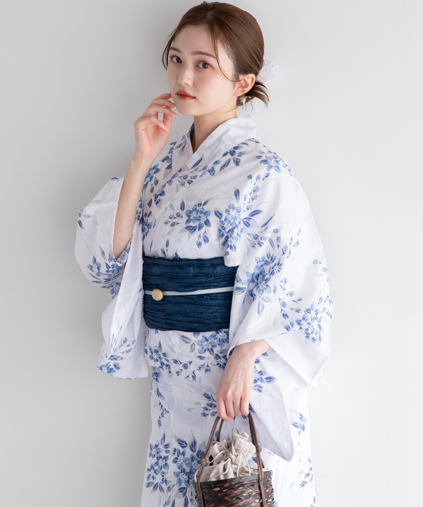 青花のしずく こだわりセパレート浴衣５点セット (セパレート上・下/帯/下駄/着付け冊子)