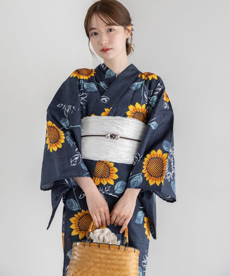 向日葵の夏調べ こだわりセパレート浴衣５点セット (セパレート上・下/帯/下駄/着付け冊子)