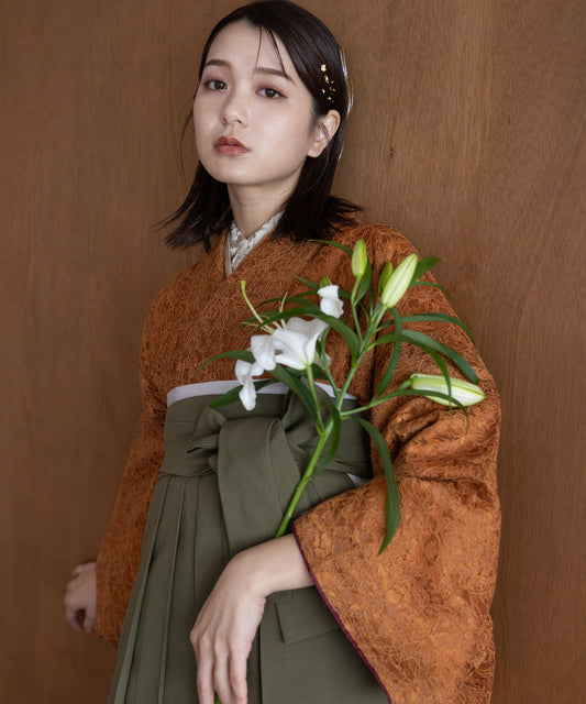 こだわり袴3点セット-レース-オレンジ系2