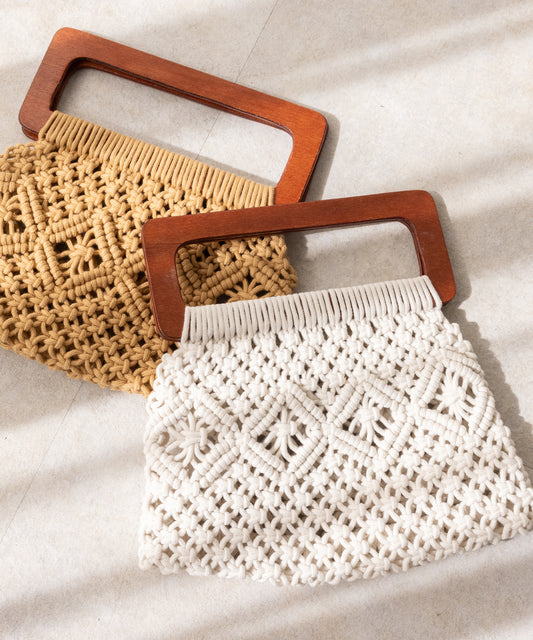 ハンドル編みバッグ