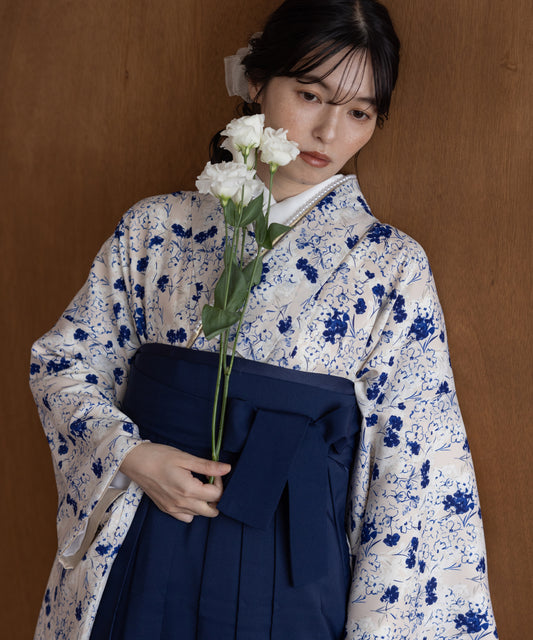 こだわり袴3点セット-フラワー-ブルー系その他